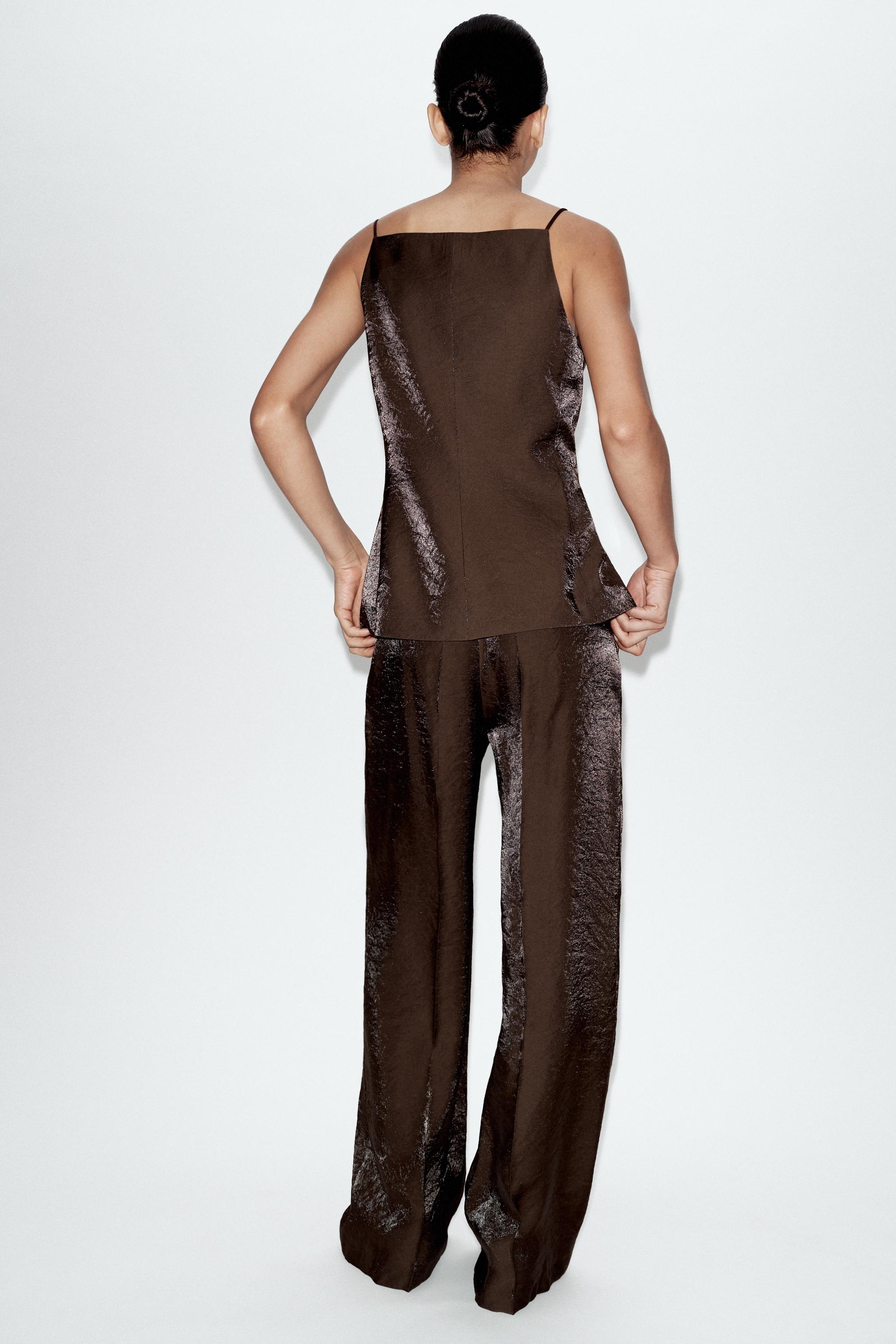 SHINY EFFECT STRAIGHT PANTS